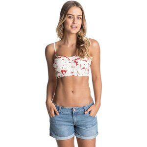 Roxy Womens NWT Crop Tank Red & Cream Abstract Print Top Adjustable Straps XS